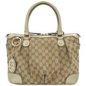 Gucci Sukey Tote Bag GG Canvas Gold Handles